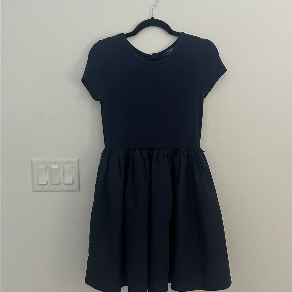 Polo by Ralph Lauren Navy Short-Sleeve Fit-and-Flare Formal Dress Girls L